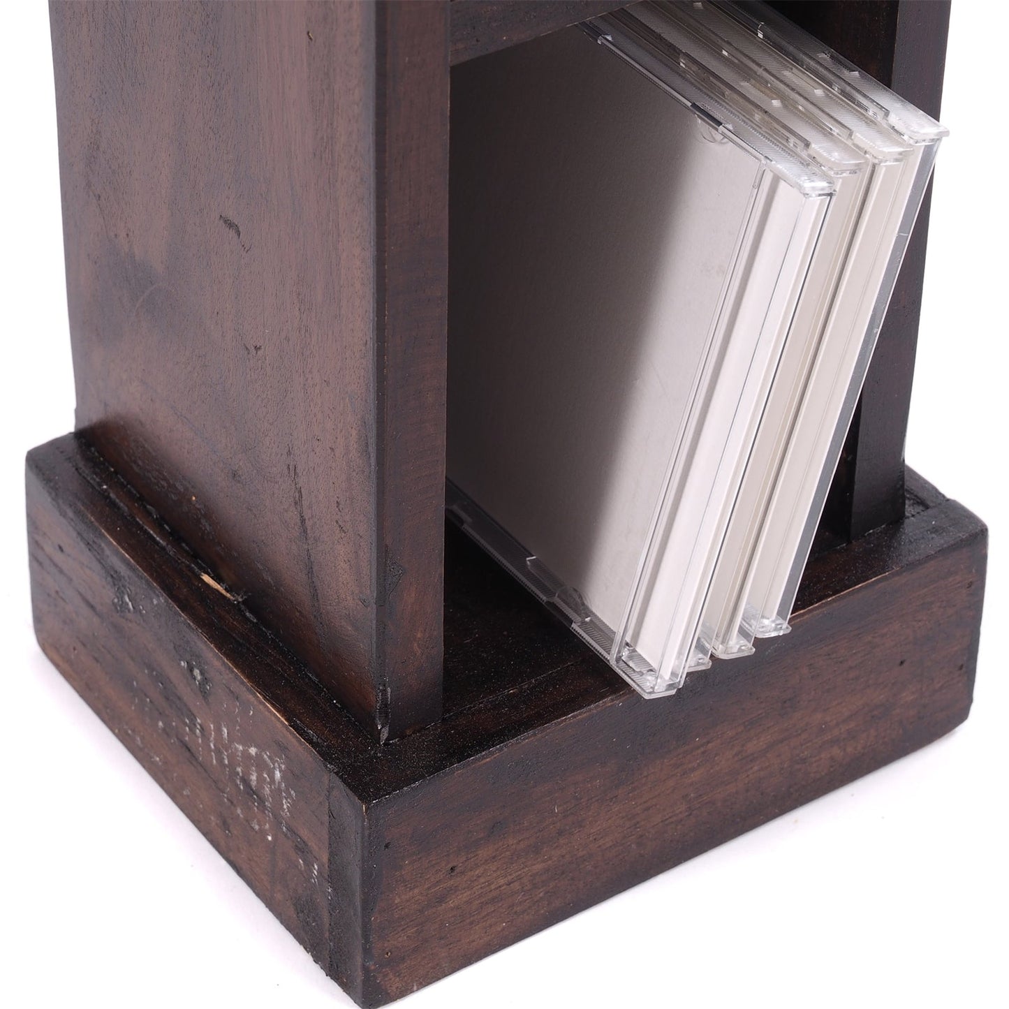 HOLZ CD REGAL TOWER | 75cm, Holzregal, Buch CD Rack mit 4 Fächern | Farbe: 03 dunkelbraun