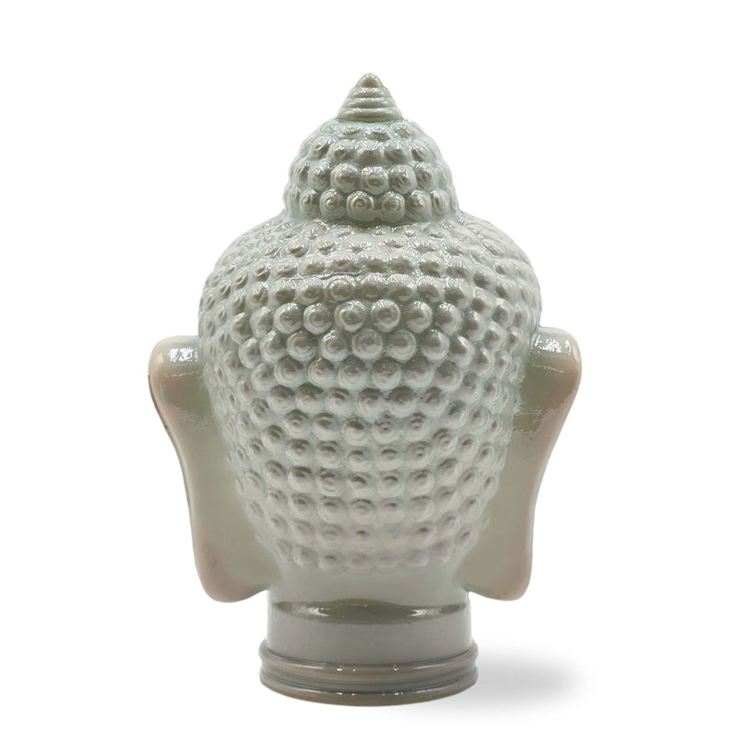 DEKOKOPF BUDDHA | Glas, Dekoration für Garten und Wohnung | Farbe: OP3 hellgrau