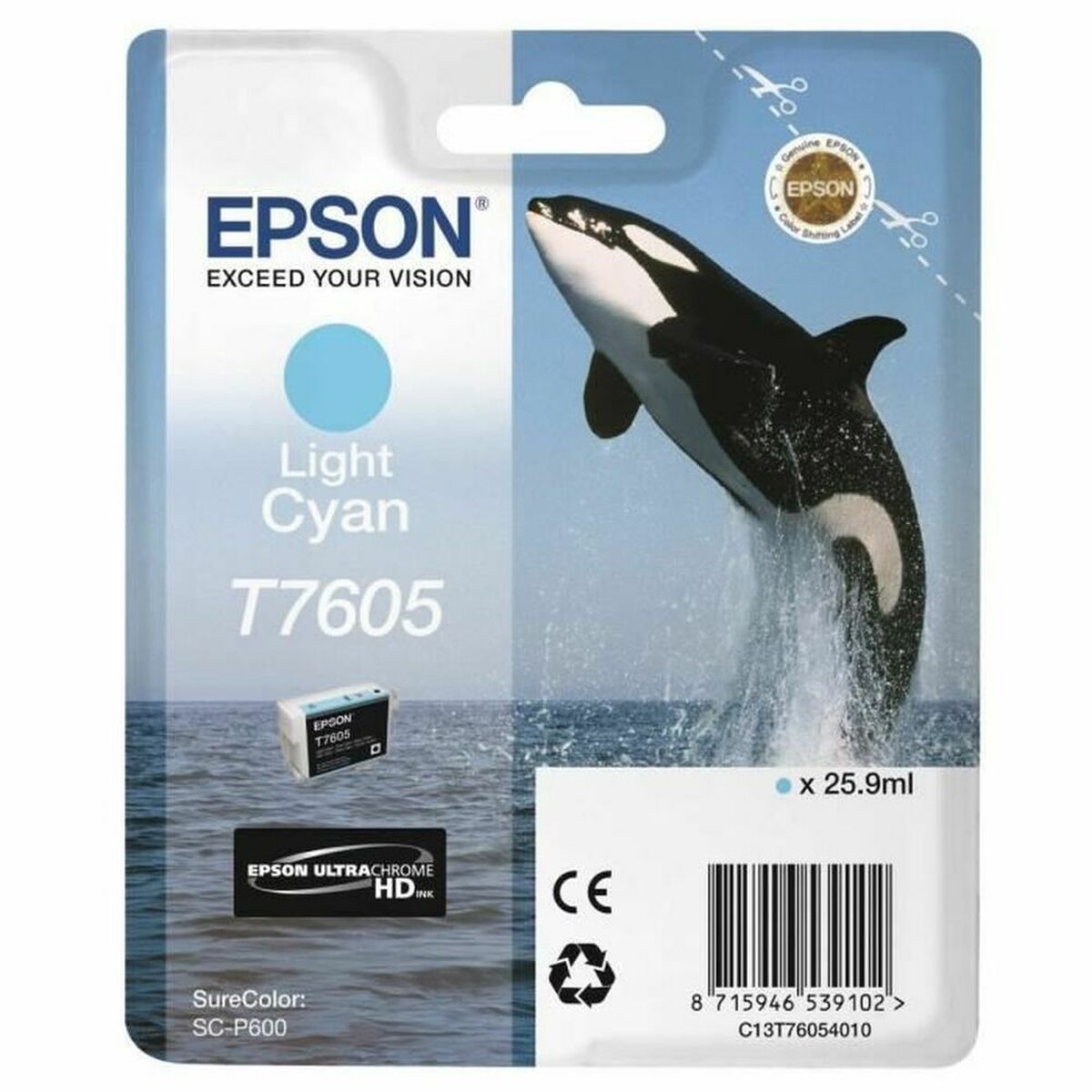 Original Tintenpatrone Epson T7605 Helles Aquamarin Türkis