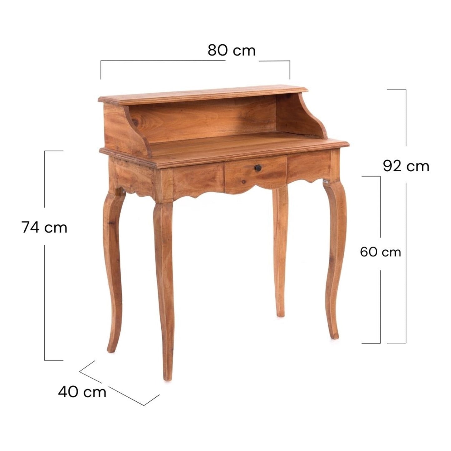 MASSIVHOLZ SEKRETÄR NAPOLEON 92x80cm(HxB) | Massivholz Schreibtisch | Farbe: 08 honigfarben gewachst