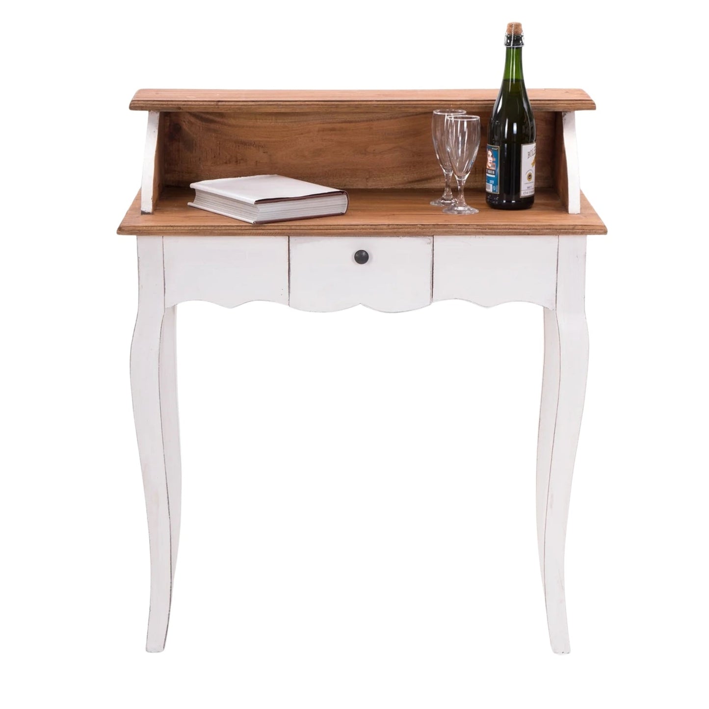MASSIVHOLZ SEKRETÄR NAPOLEON 92x80cm(HxB) | Massivholz Schreibtisch | Farbe: 06 weiß-landhaus