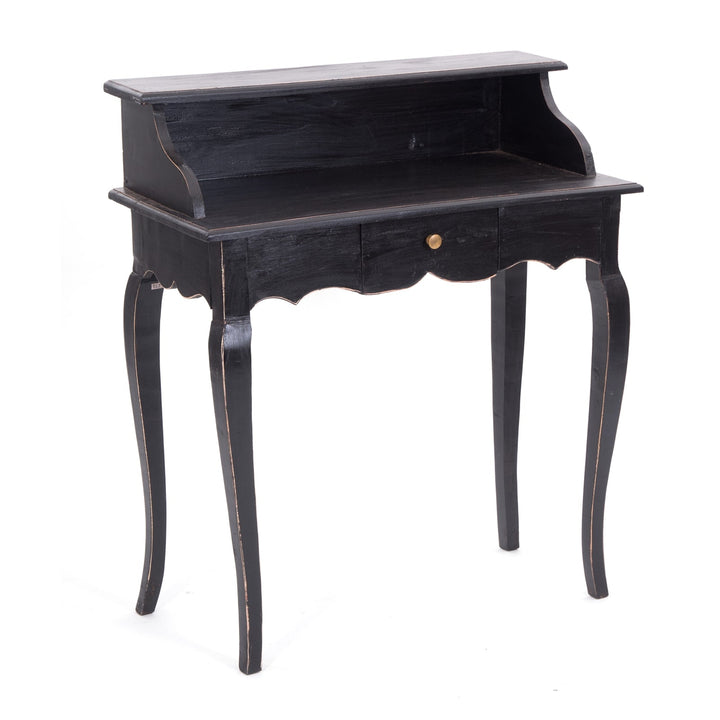 MASSIVHOLZ SEKRETÄR NAPOLEON 92x80cm(HxB) | Massivholz Schreibtisch | Farbe: 09 voodoo - schwarz