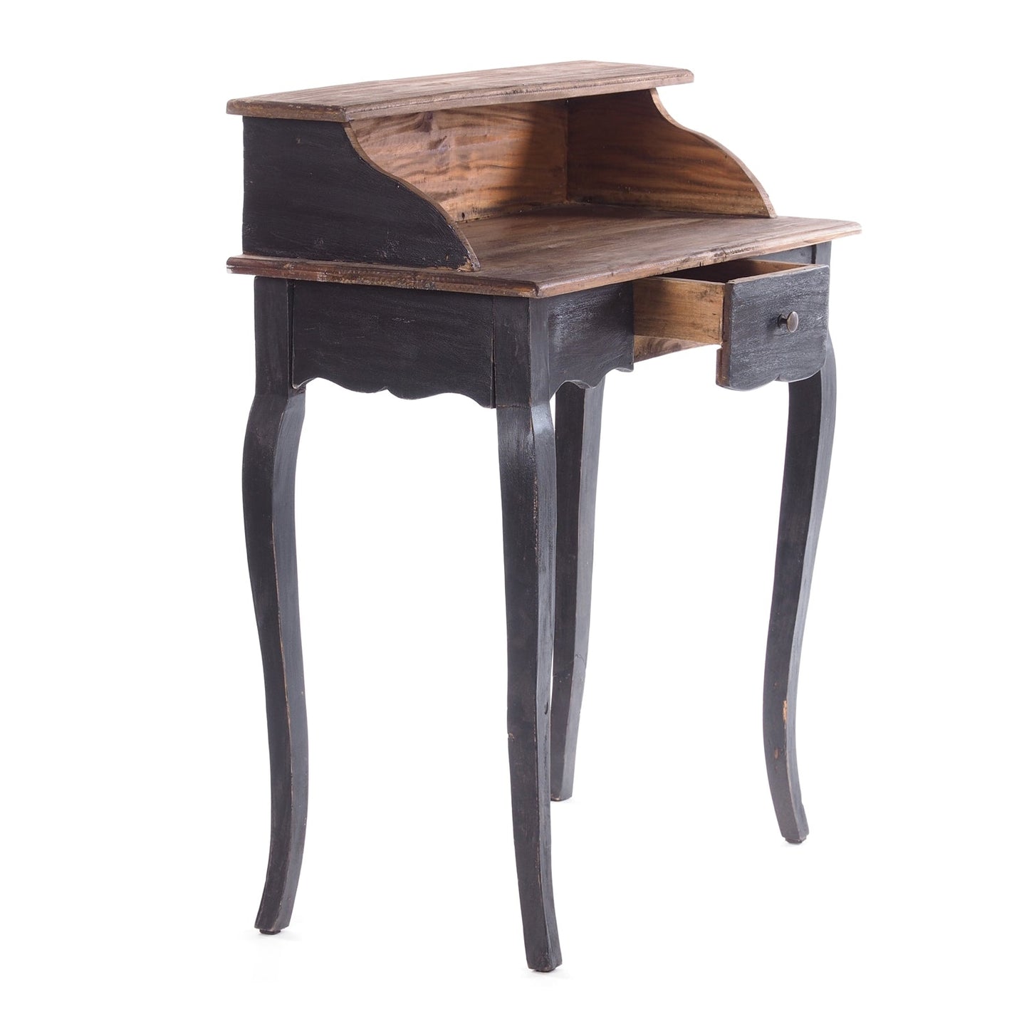 MASSIVHOLZ SEKRETÄR NAPOLEON 92x80cm(HxB) | Massivholz Schreibtisch | Farbe: 04 schwarz-natur