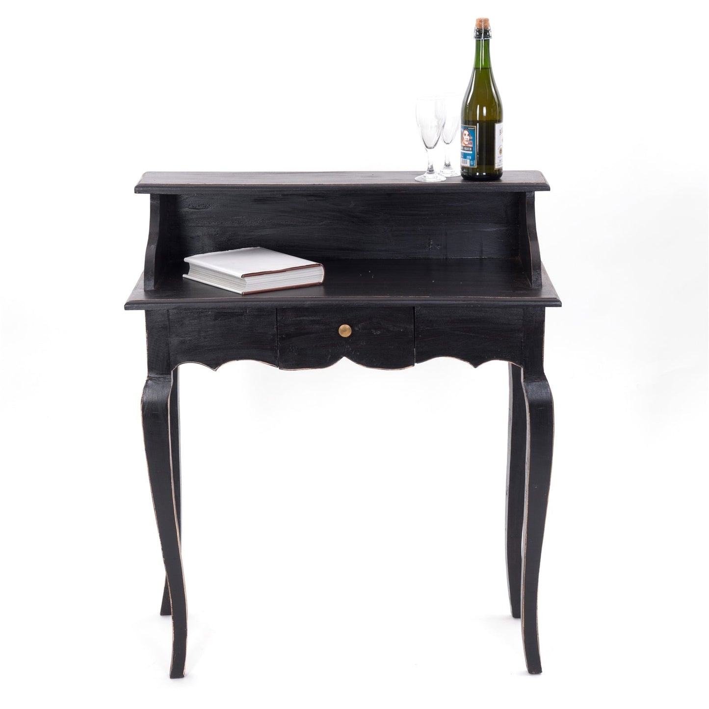 MASSIVHOLZ SEKRETÄR NAPOLEON 92x80cm(HxB) | Massivholz Schreibtisch | Farbe: 09 voodoo - schwarz