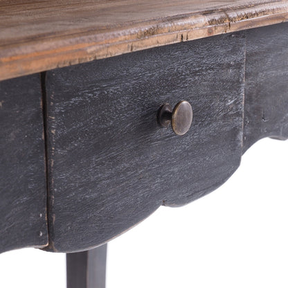 MASSIVHOLZ SEKRETÄR NAPOLEON 92x80cm(HxB) | Massivholz Schreibtisch | Farbe: 04 schwarz-natur