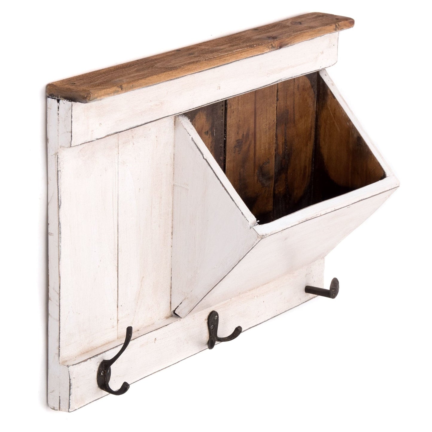 SCHLÜSSELBRETT "NATURA 50" | 50x35x13cm (BxHxT), Staufach | Garderobe | Farbe: 06 weiß-landhaus