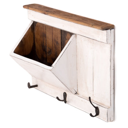 SCHLÜSSELBRETT "NATURA 50" | 50x35x13cm (BxHxT), Staufach | Garderobe | Farbe: 06 weiß-landhaus