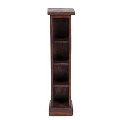 HOLZ CD REGAL TOWER | 75cm, Holzregal, Buch CD Rack mit 4 Fächern | Farbe: 02 hellbraun