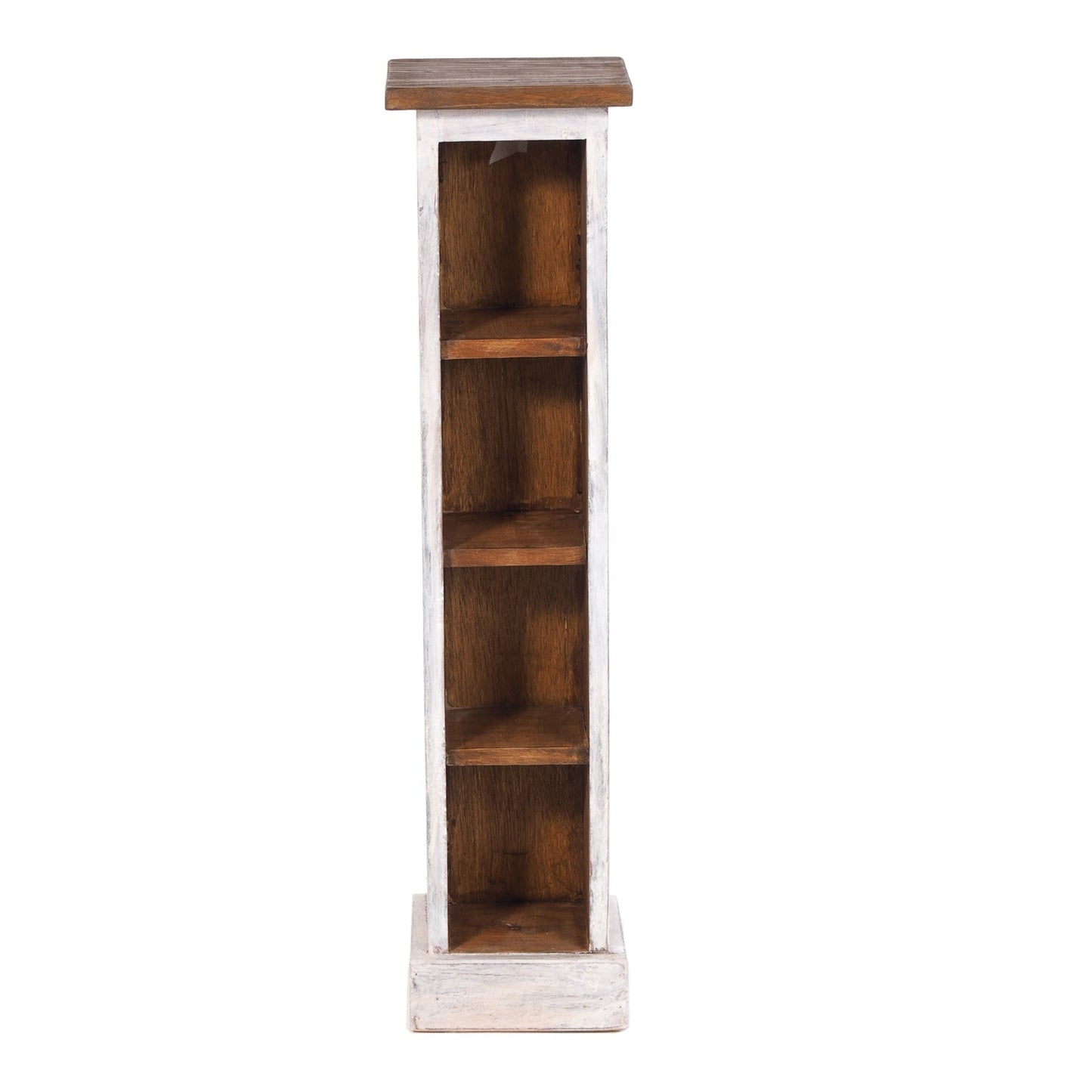 HOLZ CD REGAL TOWER | 75cm, Holzregal, Buch CD Rack mit 4 Fächern | Farbe: 05 weiß-natur