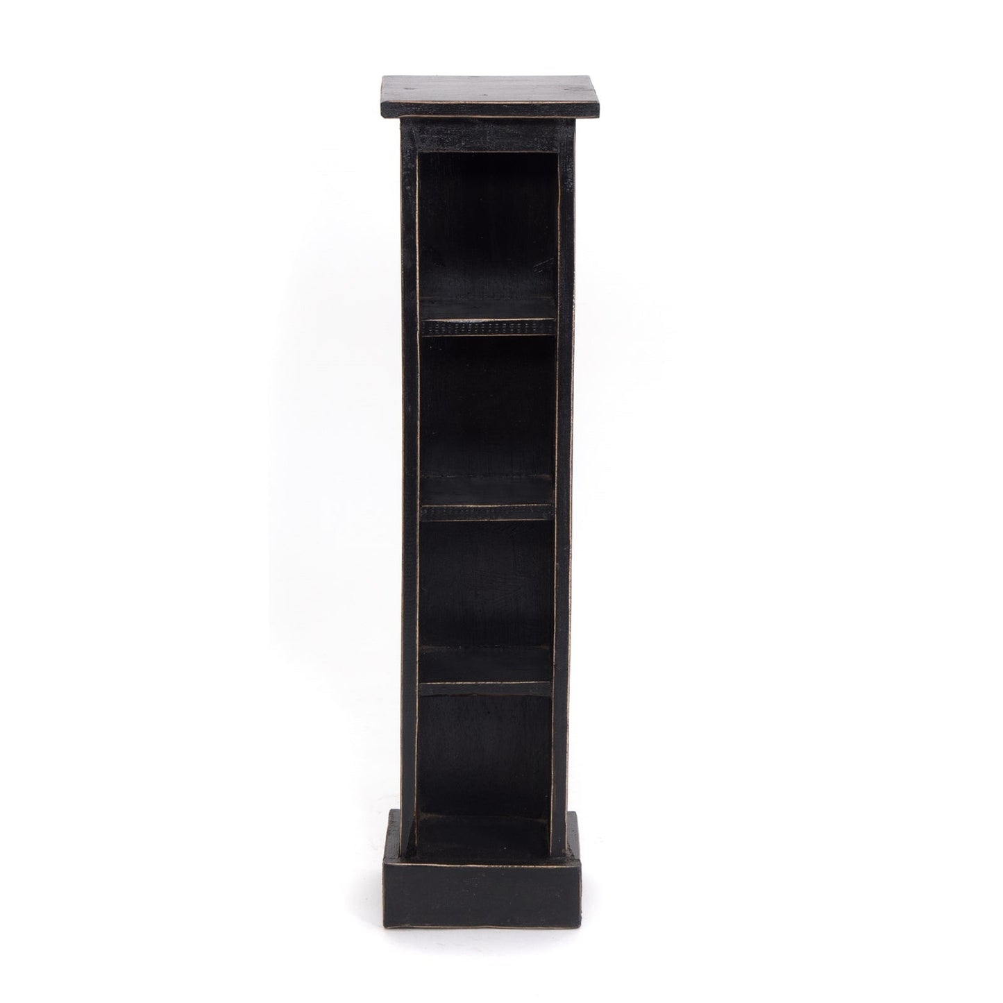HOLZ CD REGAL TOWER | 75cm, Holzregal, Buch CD Rack mit 4 Fächern | Farbe: 09 voodoo - schwarz