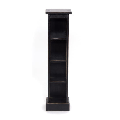 HOLZ CD REGAL TOWER | 75cm, Holzregal, Buch CD Rack mit 4 Fächern | Farbe: 09 voodoo - schwarz