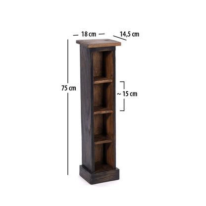 HOLZ CD REGAL TOWER | 75cm, Holzregal, Buch CD Rack mit 4 Fächern | Farbe: 04 schwarz-natur