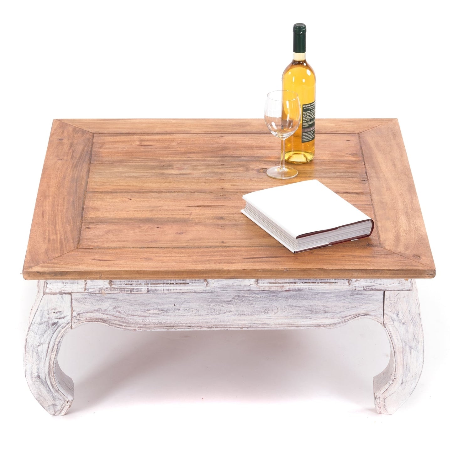OPIUMTISCH "EAST 80" | 80x80x36 cm, Mahagoni | Beistelltisch  | Farbe: 05 weiß-natur