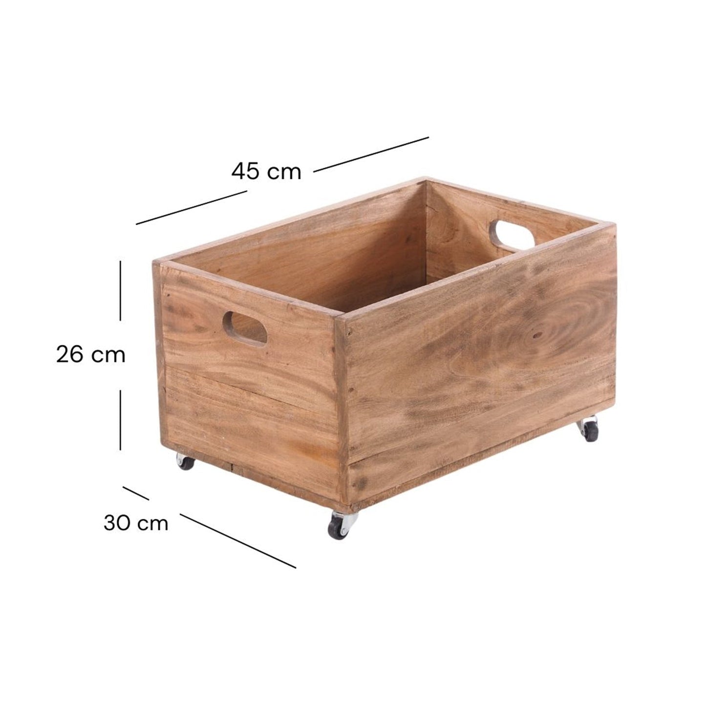 ROLLBARE HOLZKISTE "BOX" | 26x45x30 cm, Massivholz | Aufbewahrung | Farbe: 01 natur-vintage