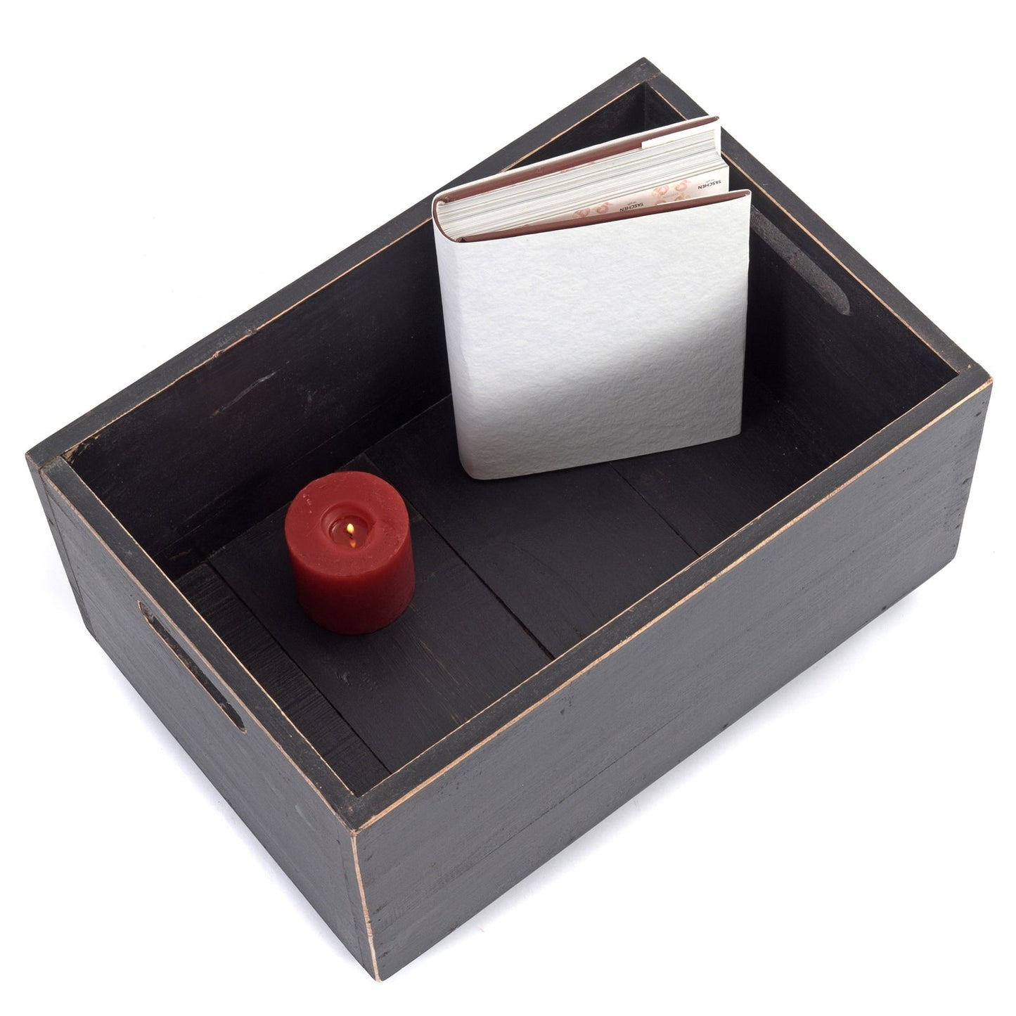 ROLLBARE HOLZKISTE "BOX" | 26x45x30 cm, Massivholz | Aufbewahrung | Farbe: 09 voodoo - schwarz