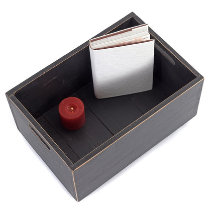 ROLLBARE HOLZKISTE "BOX" | 26x45x30 cm, Massivholz | Aufbewahrung | Farbe: 09 voodoo - schwarz