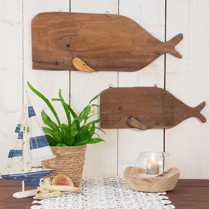 HOLZ Aufhänger "WAL" | 2 Größen | Wal Wandbild, DIY Wanddeko | Größe: 50 cm