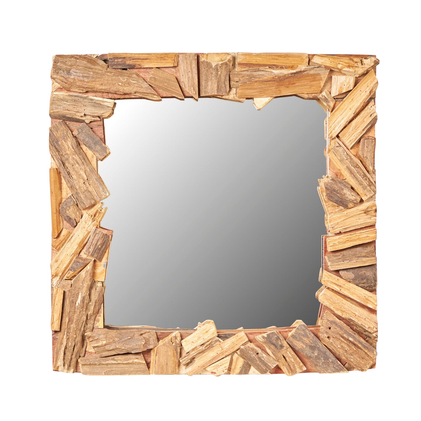 WANDSPIEGEL "PATCHWORK" | 60cm, Massivholz | Flurspiegel Holz