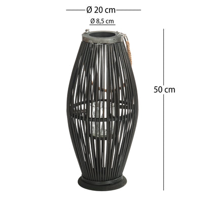 Deko  LATERNE "ZYA" |  Bambus | Natur Windlicht | Größe: 50 cm