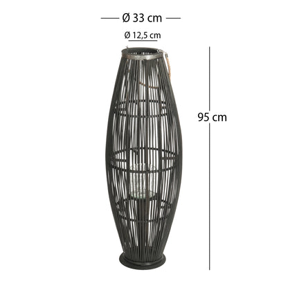 Deko  LATERNE "ZYA" |  Bambus | Natur Windlicht | Größe: 95 cm