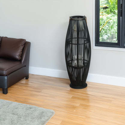 Deko  LATERNE "ZYA" |  Bambus | Natur Windlicht | Größe: 80 cm
