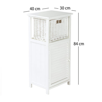 BADSCHRANK "FRITZ" | Mahagoni Holz, 1 Rattan Korb | Bad Kommode