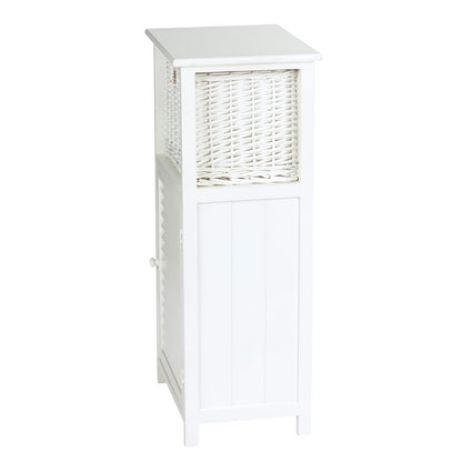 BADSCHRANK "FRITZ" | Mahagoni Holz, 1 Rattan Korb | Bad Kommode