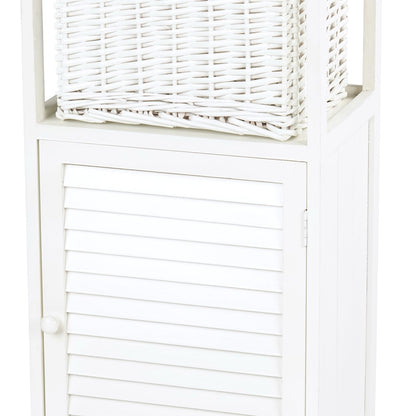 BADSCHRANK "FRITZ" | Mahagoni Holz, 1 Rattan Korb | Bad Kommode