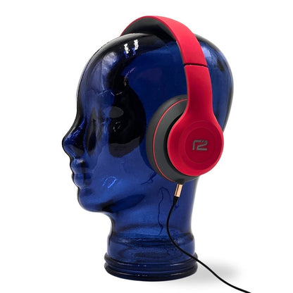 Glas KOPFHÖRERSTÄNDER transparent + satin | 29cm Glaskopf Skulptur | Farbe: T09 marineblau