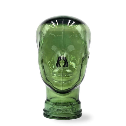 Glas KOPFHÖRERSTÄNDER transparent + satin | 29cm Glaskopf Skulptur | Farbe: T03 grün