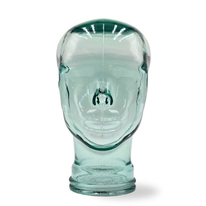 Glas KOPFHÖRERSTÄNDER transparent + satin | 29cm Glaskopf Skulptur | Farbe: T01 klar