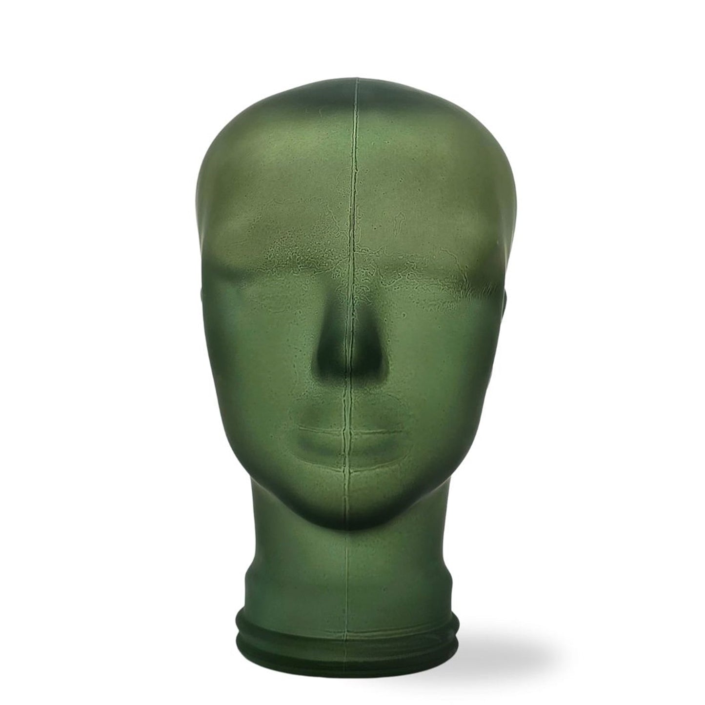 Glas KOPFHÖRERSTÄNDER transparent + satin | 29cm Glaskopf Skulptur | Farbe: S03 frosted grün
