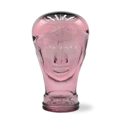Glas KOPFHÖRERSTÄNDER transparent + satin | 29cm Glaskopf Skulptur | Farbe: T08 altrosa