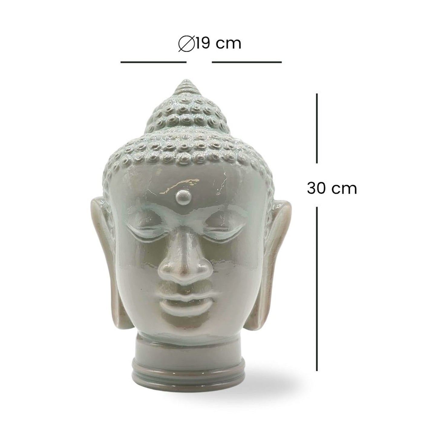 DEKOKOPF BUDDHA | Glas, Dekoration für Garten und Wohnung | Farbe: OP3 hellgrau