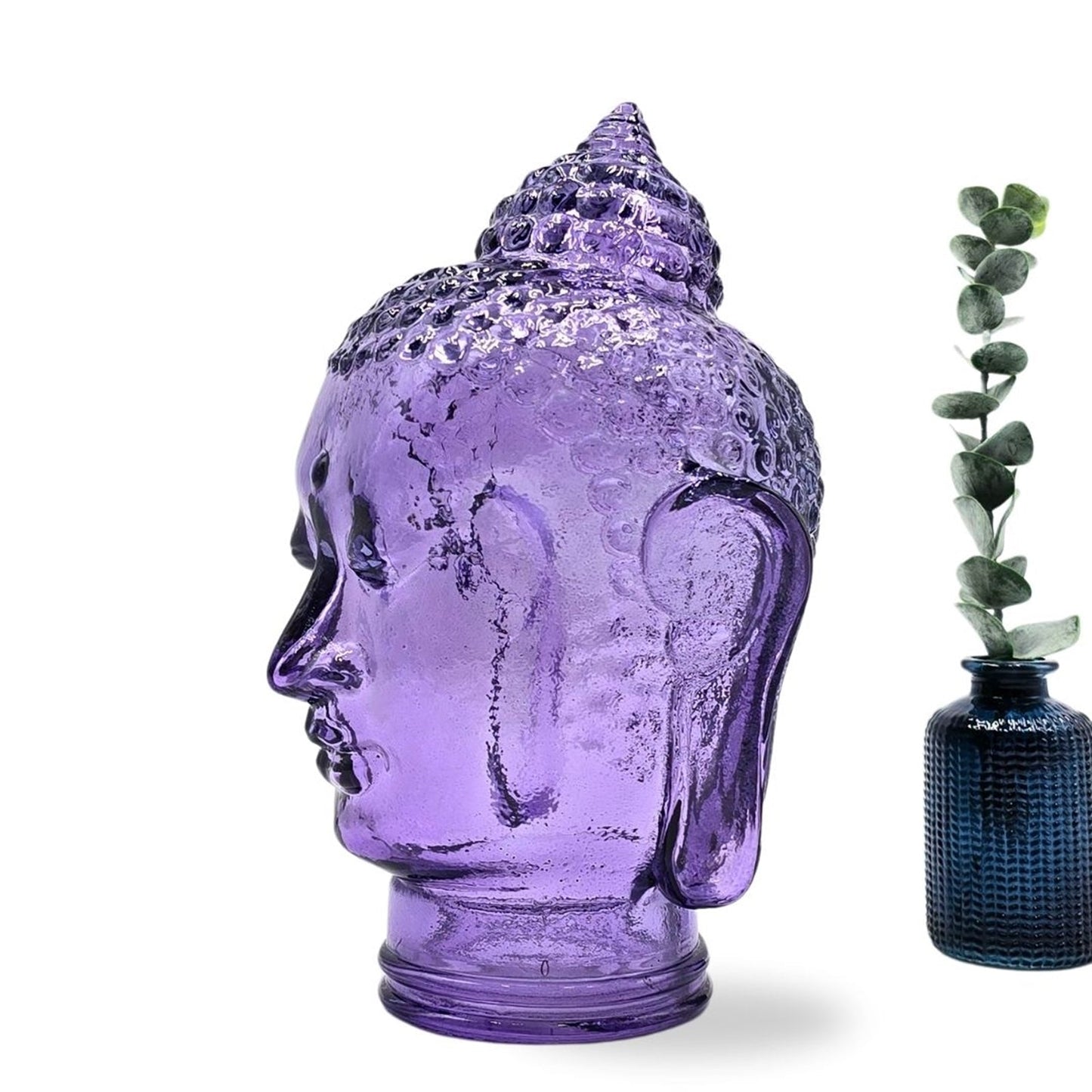 DEKOKOPF BUDDHA | Glas, Dekoration für Garten und Wohnung | Farbe: T05 violett