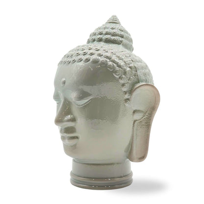 DEKOKOPF BUDDHA | Glas, Dekoration für Garten und Wohnung | Farbe: OP3 hellgrau