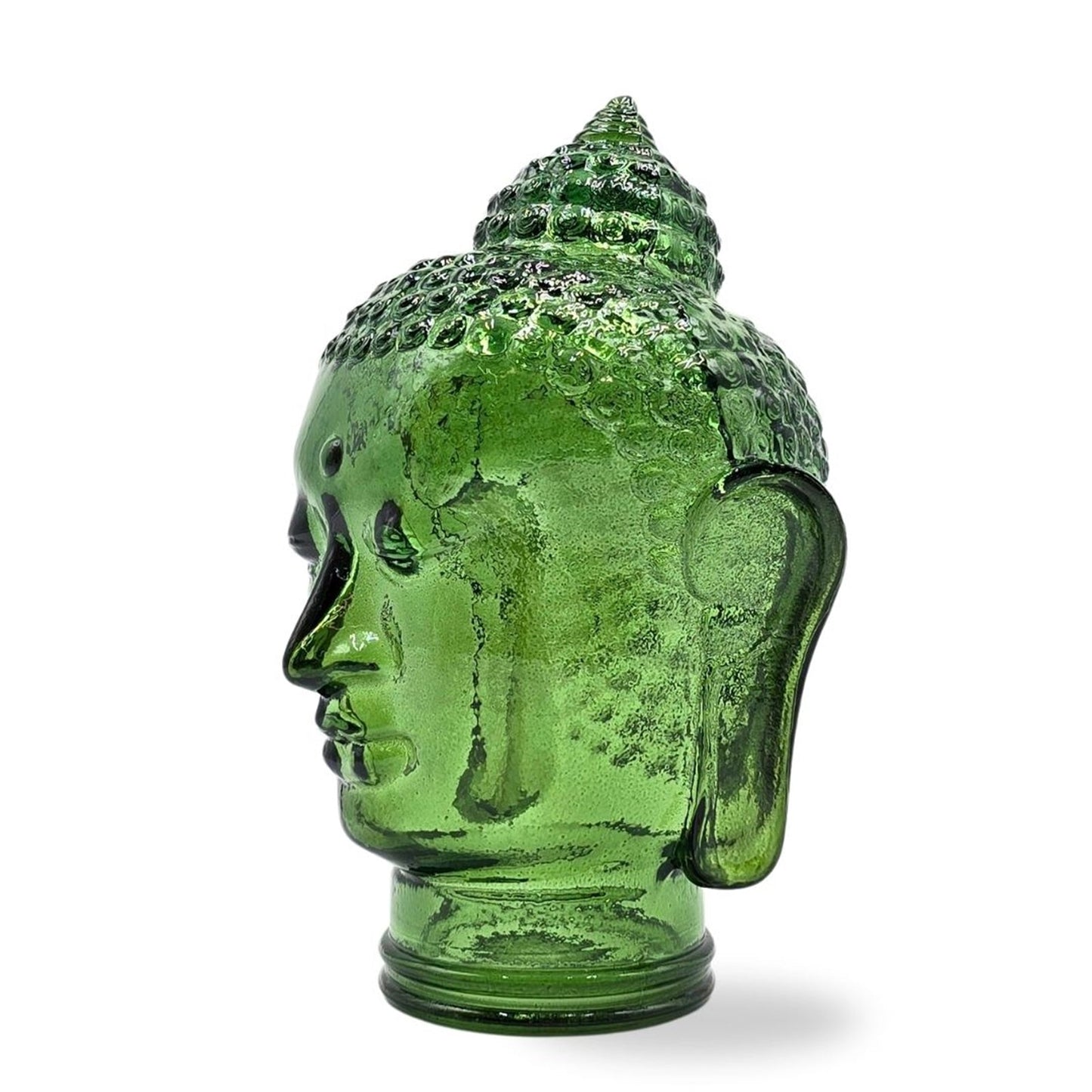 DEKOKOPF BUDDHA | Glas, Dekoration für Garten und Wohnung | Farbe: T11 dunkelgrün