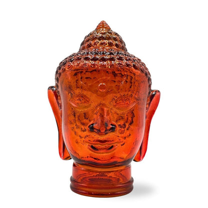 DEKOKOPF BUDDHA | Glas, Dekoration für Garten und Wohnung | Farbe: T04 hot orange