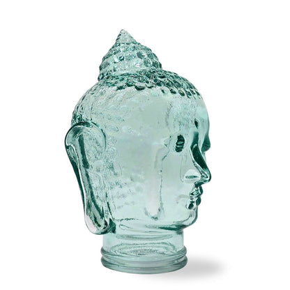 DEKOKOPF BUDDHA | Glas, Dekoration für Garten und Wohnung | Farbe: T01 klar