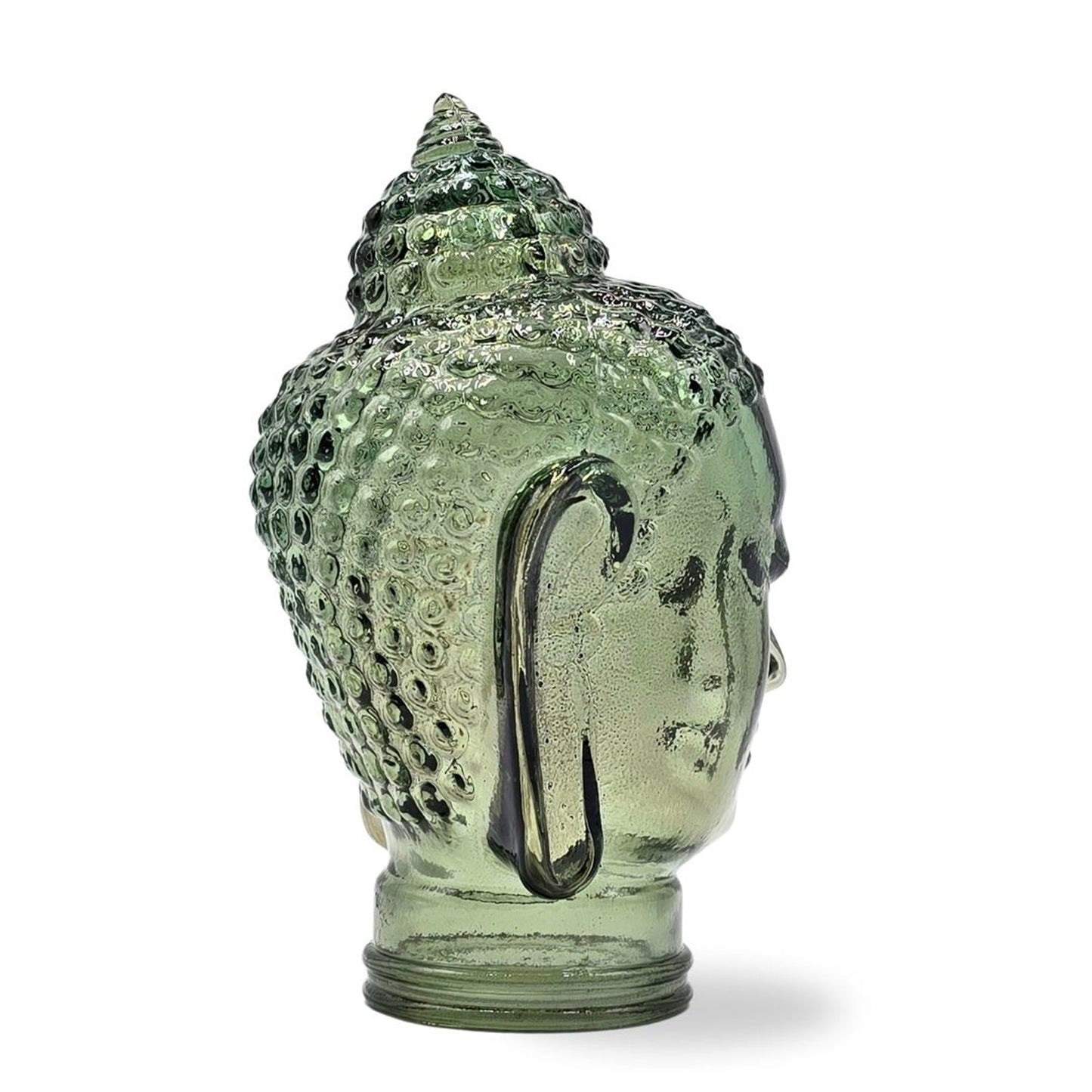 DEKOKOPF BUDDHA | Glas, Dekoration für Garten und Wohnung | Farbe: T06 olivgrün