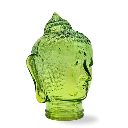 DEKOKOPF BUDDHA | Glas, Dekoration für Garten und Wohnung | Farbe: T10 hellgrün