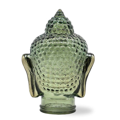 DEKOKOPF BUDDHA | Glas, Dekoration für Garten und Wohnung | Farbe: T06 olivgrün