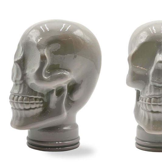 Glas KOPFHÖRERSTÄNDER TOTENKOPF| 26cm Glaskopf Skulptur