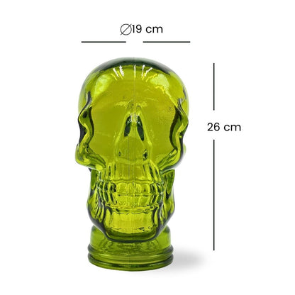 Glas KOPFHÖRERSTÄNDER TOTENKOPF| 26cm Glaskopf Skulptur | Farbe: T02 limette
