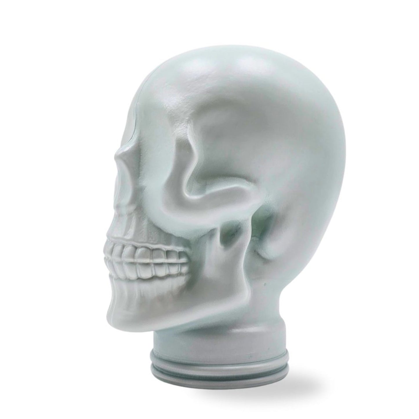 Glas KOPFHÖRERSTÄNDER TOTENKOPF| 26cm Glaskopf Skulptur | Farbe: M02 weiss