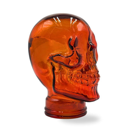 Glas KOPFHÖRERSTÄNDER TOTENKOPF| 26cm Glaskopf Skulptur | Farbe: T04 hot orange