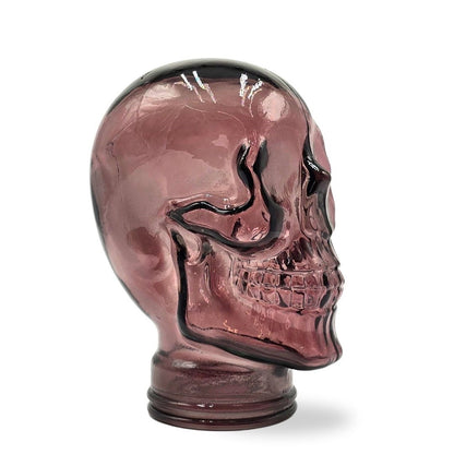 Glas KOPFHÖRERSTÄNDER TOTENKOPF| 26cm Glaskopf Skulptur | Farbe: T13 lila
