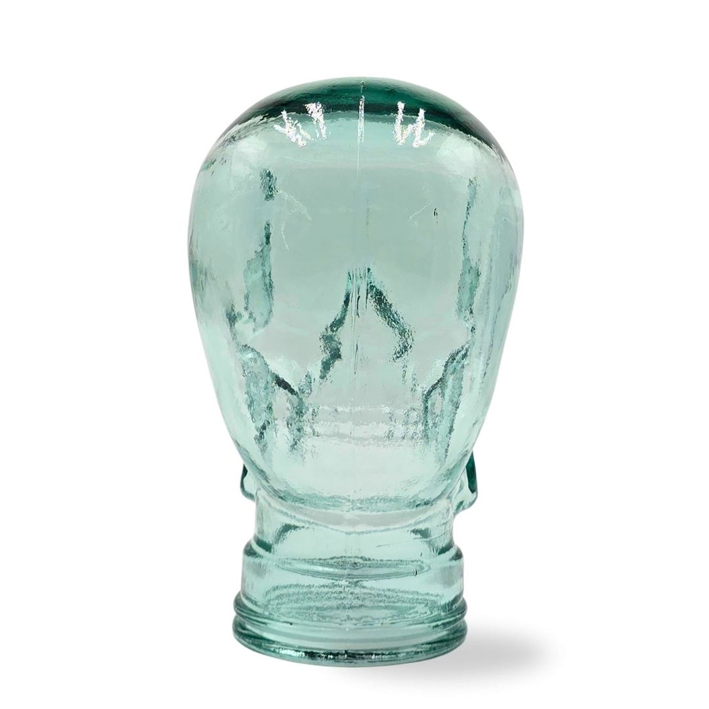 Glas KOPFHÖRERSTÄNDER TOTENKOPF| 26cm Glaskopf Skulptur | Farbe: T01 klar
