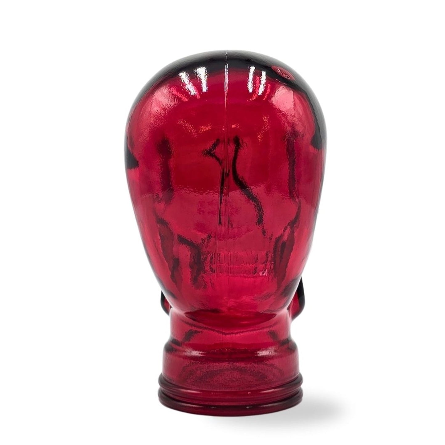 Glas KOPFHÖRERSTÄNDER TOTENKOPF| 26cm Glaskopf Skulptur | Farbe: T12 rot