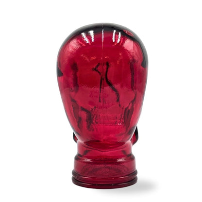 Glas KOPFHÖRERSTÄNDER TOTENKOPF| 26cm Glaskopf Skulptur | Farbe: T12 rot